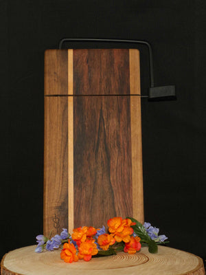 Figure 8 Woodworking Sundance Cheese with black hardware made of ebony, walnut and maple wood